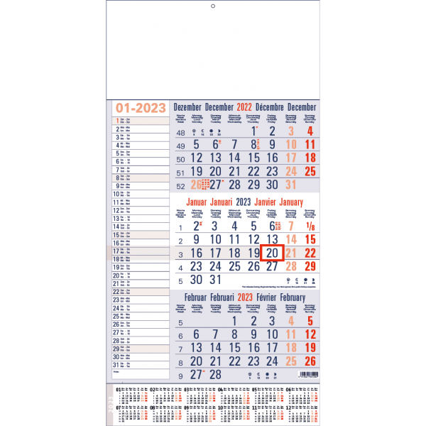 Calendrier 3 mois mémo avec récapitulatif annuel 2023 - lecalendrier.shop