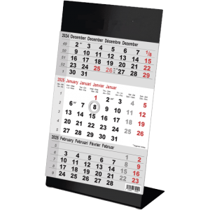 Calendrier de bureau 3 mois 2025 Color noir