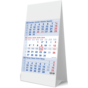 Calendrier de bureau 3 mois 2025 bleu