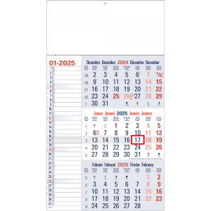 Calendrier trimestriel Mémo 2025 bleu