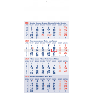 Calendrier 4 mois Classic 2025 bleu