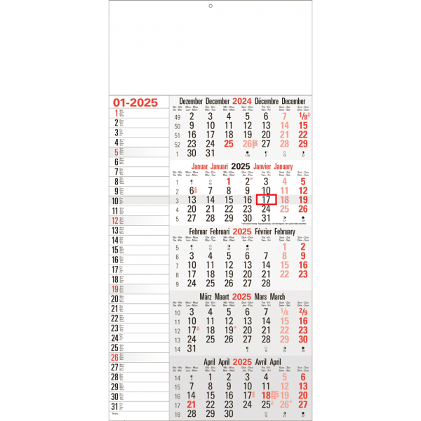 Calendrier 5 mois Mémo 2025