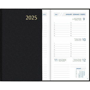 Agenda de poche Visuplan 2025 relié noir