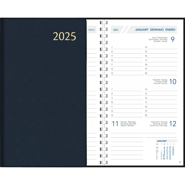 Agenda de poche Visuplan 2025 spirale bleu