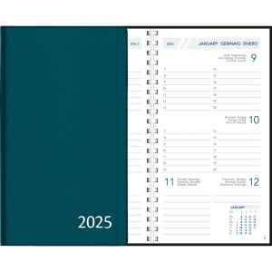 Agenda de poche Visuplan 2025 spirale bleu vert