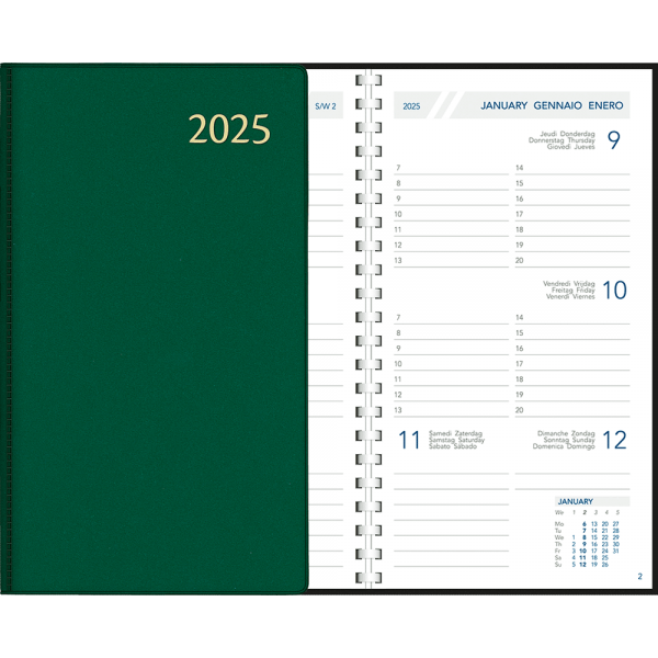 Agenda de poche Visuplan 2025 spirale vert