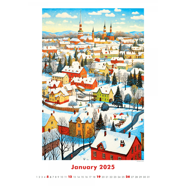 Calendrier Art Naive by AI 2025 - Janvier