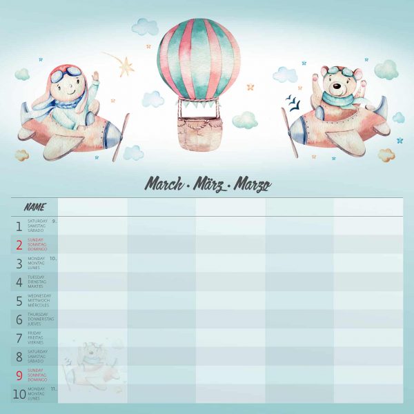 Calendrier Family Planner 2025 - Mars