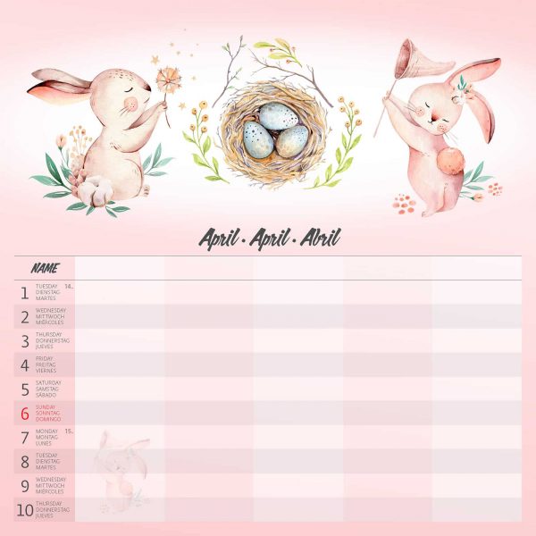 Calendrier Family Planner 2025 - Avril