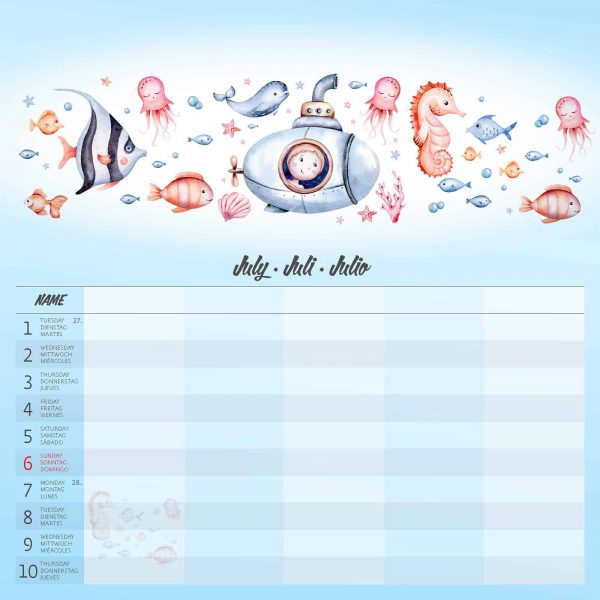 Calendrier Family Planner 2025 - Juillet