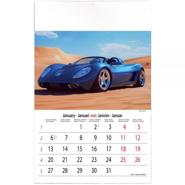 Calendrier Sports Cars by AI 2025 - Janvier