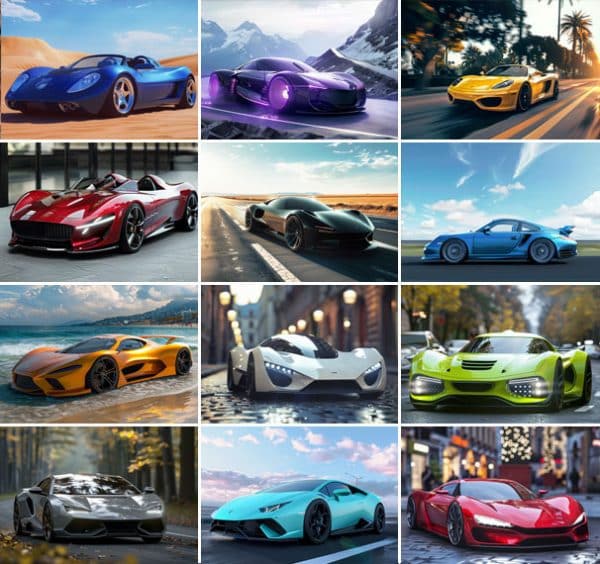 Calendrier Sports Cars by AI 2025 - Images